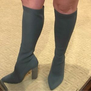 Point Toe Chunky Heel Tall sock Boots